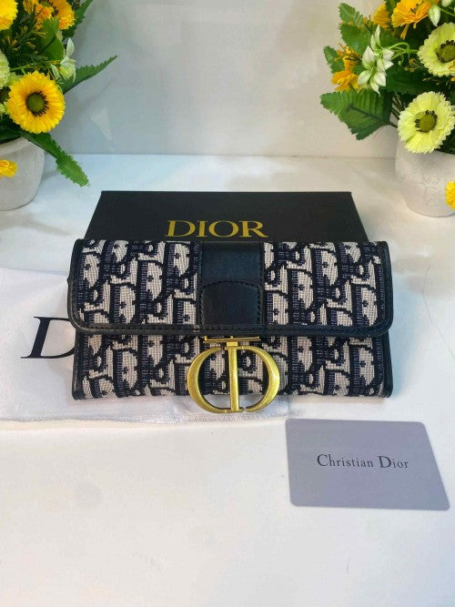 DIOR_OBLIQUE PREMIUM WOMENS LONG CANVAS  WALLET WID OG BOX ETC 406