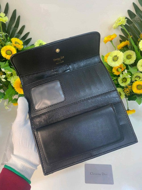 DIOR_OBLIQUE PREMIUM WOMENS LONG CANVAS  WALLET WID OG BOX ETC 406