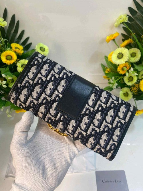 DIOR_OBLIQUE PREMIUM WOMENS LONG CANVAS  WALLET WID OG BOX ETC 406