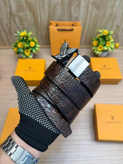 LOUIS_VUITTON_PREMIUM CROCODILE EMBOSE REVERSE BELT WID OG  BOX ETC 506