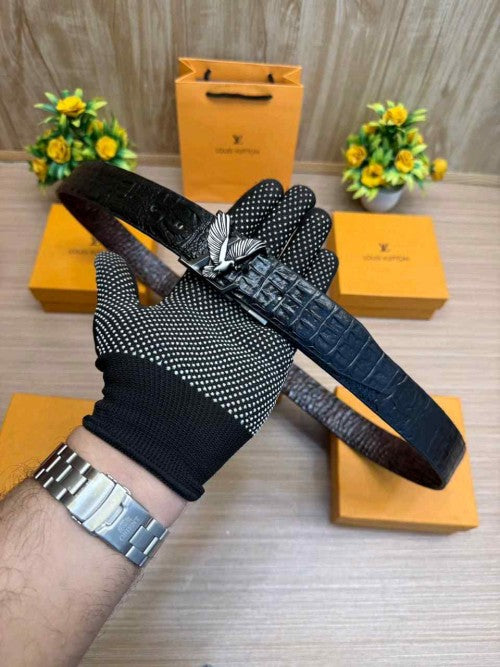 LOUIS_VUITTON_PREMIUM CROCODILE EMBOSE REVERSE BELT WID OG  BOX ETC 506