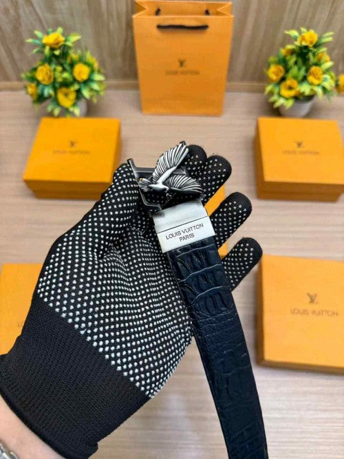LOUIS_VUITTON_PREMIUM CROCODILE EMBOSE REVERSE BELT WID OG  BOX ETC 506