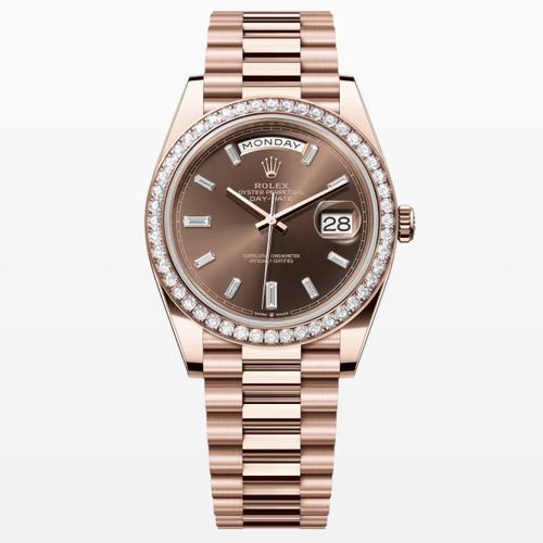 Swiss ETA Rolex Day Date 40MM Diamond Bezel Chocolate Brown Dial