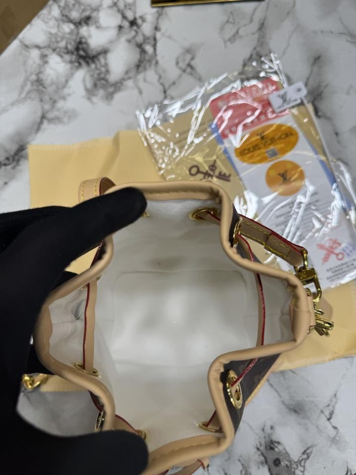 loui_s vuitton nano no  nano bucket bag in monogram canvas with chain strap with og double box and dust bag (m82933)