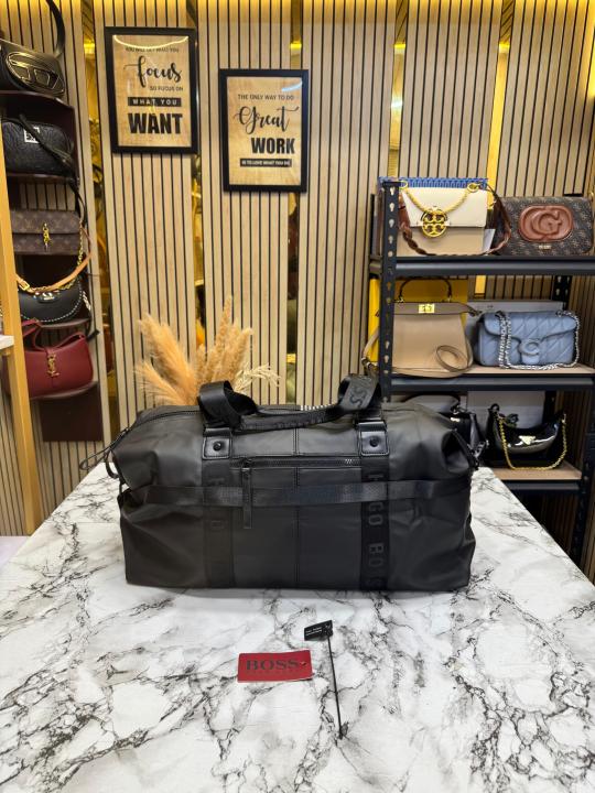 Hugo_Boss Logo Striped Travel Duffle Bag (Black) (BS3025-B)