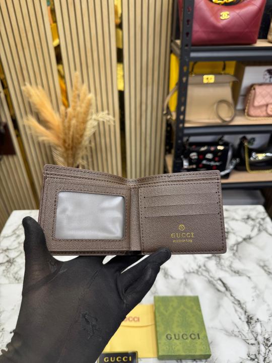 Gucc_i GG Supreme Canvas Bi-fold Wallet With Box And Dust Bag (9978-Apricot)