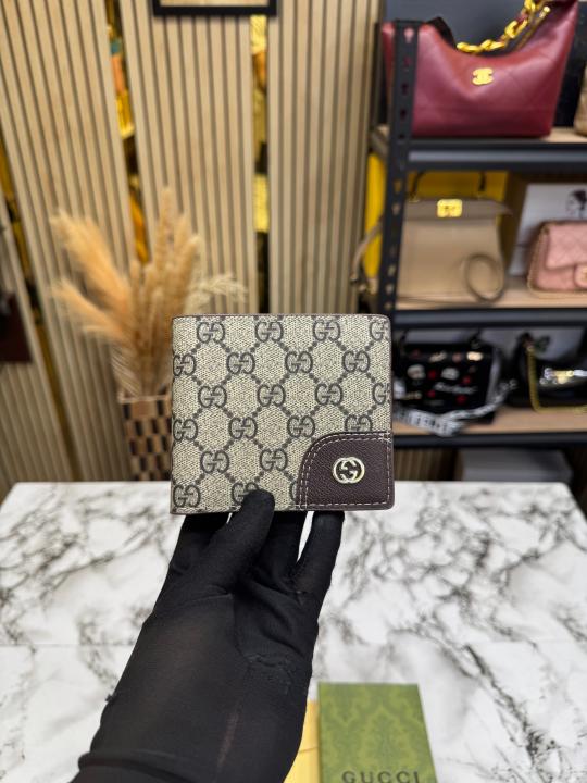 Gucc_i GG Supreme Canvas Bi-fold Wallet With Box And Dust Bag (9978-Apricot)