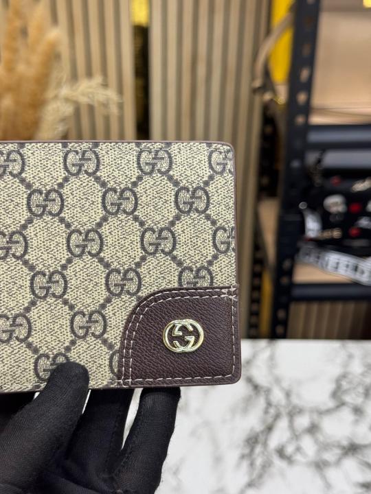 Gucc_i GG Supreme Canvas Bi-fold Wallet With Box And Dust Bag (9978-Apricot)