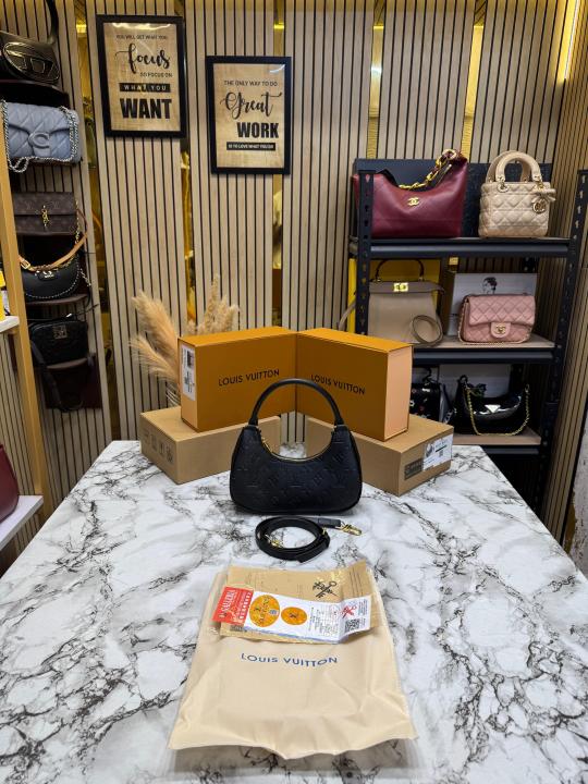 Loui_s Vuitton Mini Loop Monogram Empreinte Chain Shoulder Bag With Box & Dust Bag (Black) (M25223)