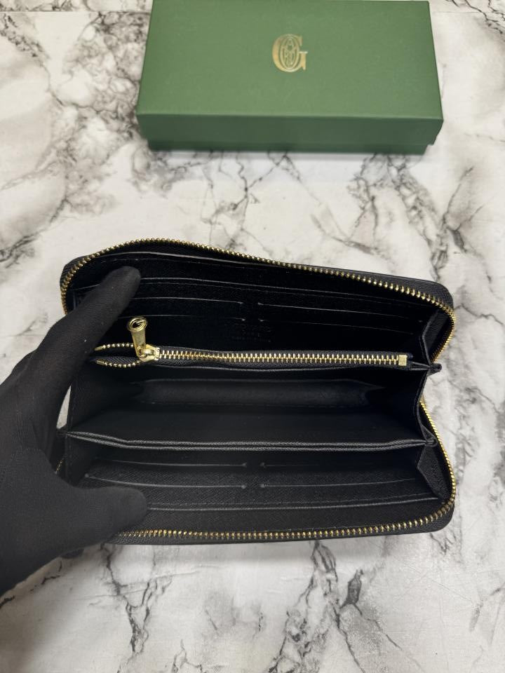 Goyar_d Signature Chevron Zip Around Long Wallet With Box (Black) (AAA60017)
