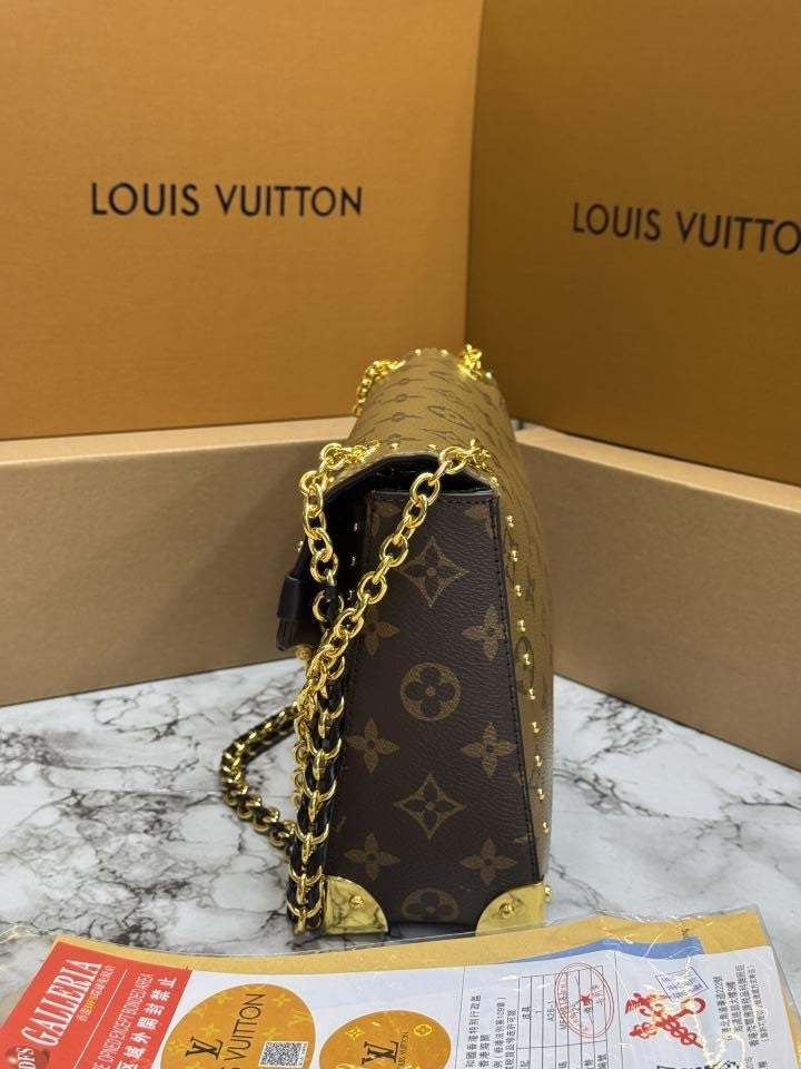 Loui_s Vuitton Pochette Metis Monogram Chain Shoulder Bag (Flower)