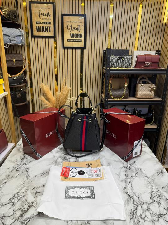 Gucc_i Ophidia GG Embossed Bucket Bag With Box (Black-2319)