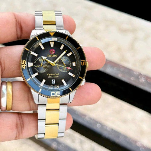 RADO_ CAPTAIN COOK TOW TONE BLACK DIAL F199