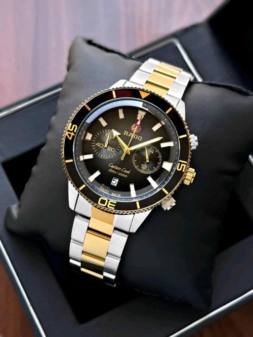 RADO_ CAPTAIN COOK TOW TONE BLACK DIAL F199
