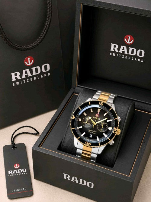 RADO_ CAPTAIN COOK TOW TONE BLACK DIAL F199