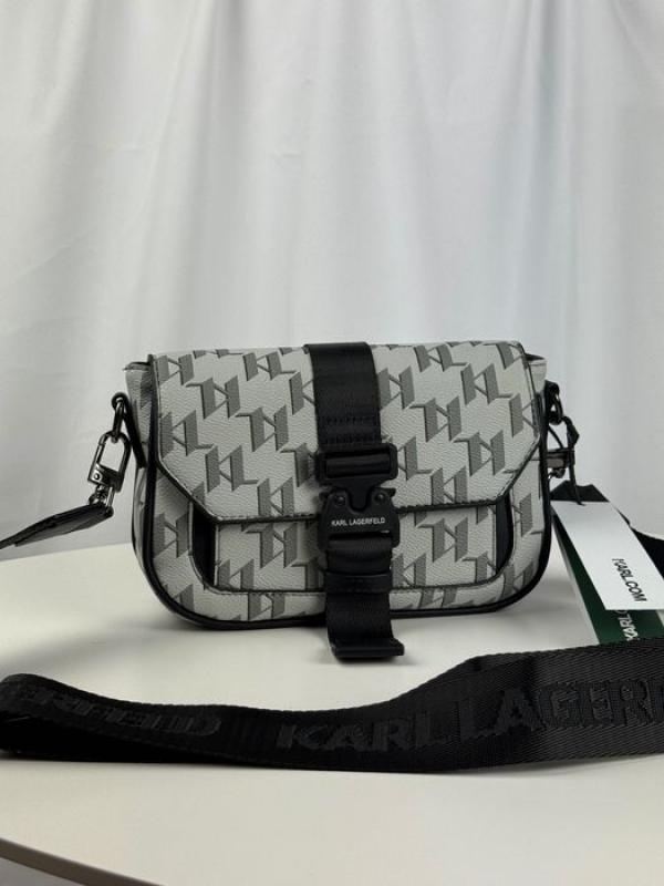 Karl Lagerfeld Geometric Monogram Buckle Crossbody Bag