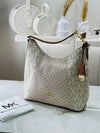 Michael_Kors Beige Signature Monogram Shoulder Bag Vanilla Cream Luxury Tote