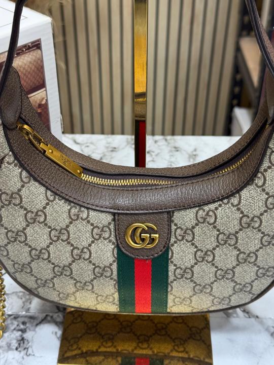 Gucc_i GG Ophidia Supreme Canvas Half Moon Shoulder Satchel Bag (838463)