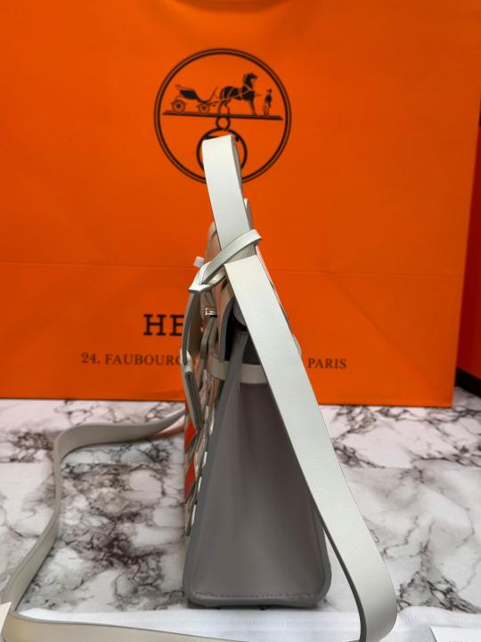 Herme_s Herbag Limited Edition Faubourg Boutique Hand Bag With Magnetic Box (3038) (Grey)