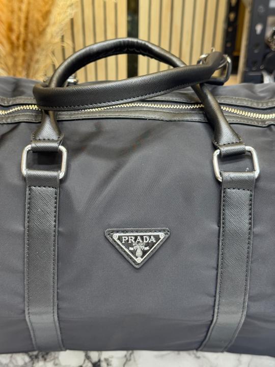 Prad_a Re-Nylon Saffiano Weekender Travel Duffle Bag (5569)