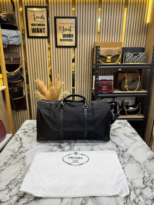 Prad_a Re-Nylon Saffiano Weekender Travel Duffle Bag (5569)