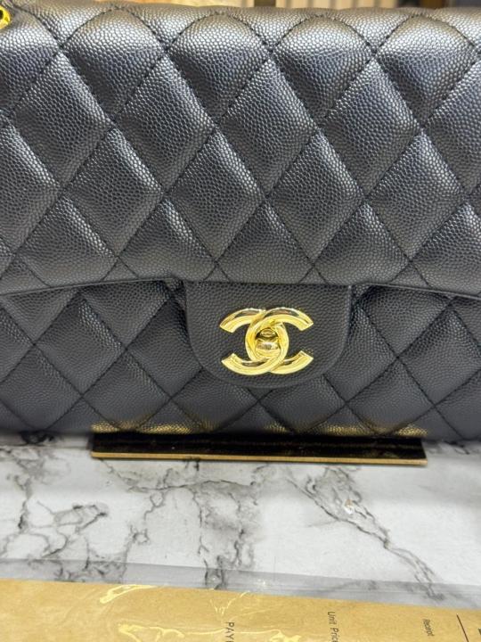 Chane_l Classic Flap Quilted Chain Shoulder Bag With Double Og Box And Dust Bag (6657-Black)