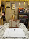 Tory_Burch T Monogram Canvas Tote Bag (Brown)
