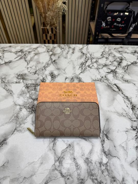 Coac_h Monogram PVC Leather Long Wallet (60017-Apricot)