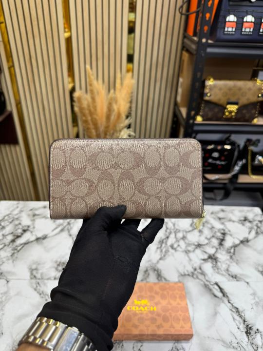 Coac_h Monogram PVC Leather Long Wallet (60017-Apricot)