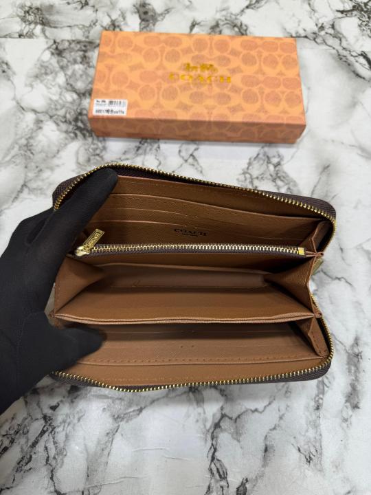 Coac_h Monogram PVC Leather Long Wallet (60017-Apricot)