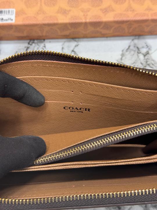 Coac_h Monogram PVC Leather Long Wallet (60017-Apricot)