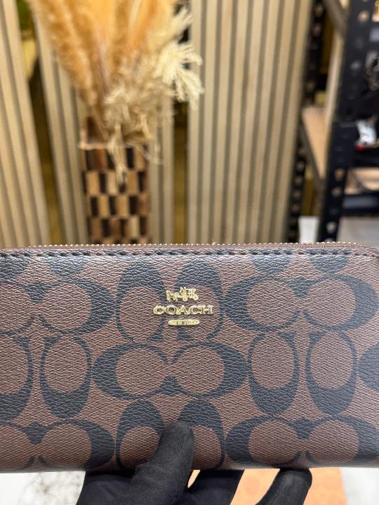 Coac_h Monogram PVC Leather Long Wallet (60017-Coffee)
