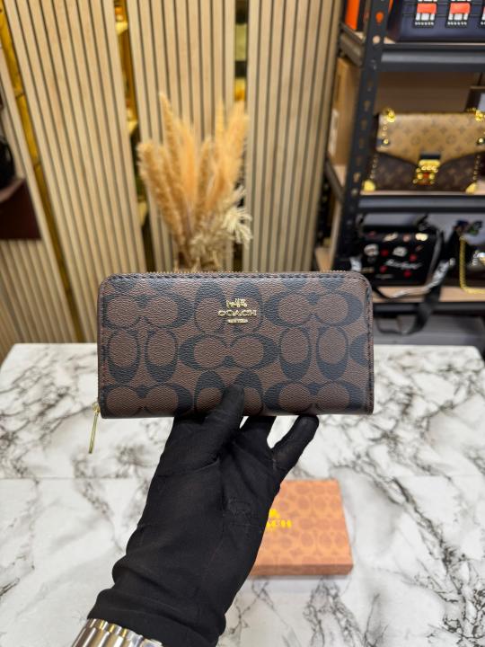 Coac_h Monogram PVC Leather Long Wallet (60017-Coffee)