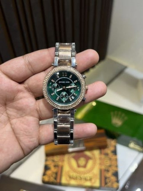MICHAE_L KORS DUAL TONE GREEN DIAL