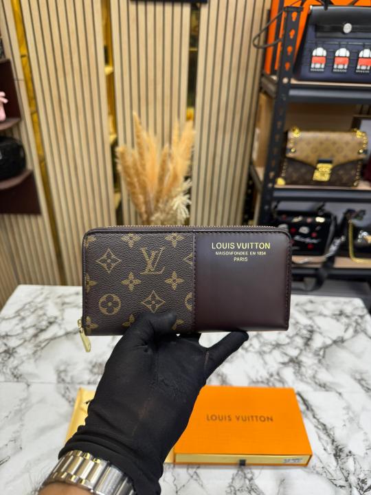 Loui_s Vuitton Monogram Canvas Zip Around Wallet With Box (Brown-60017)