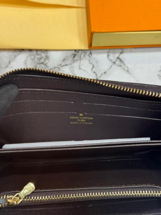 Loui_s Vuitton Damier Canvas Zip Around Wallet With Box (Brown-60017)