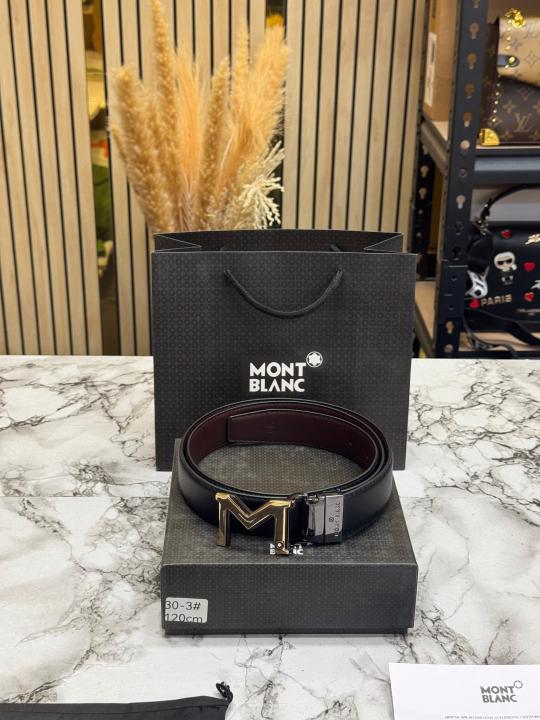 Mont Blanc Signature M Logo Formal Leather Belt (30-3)