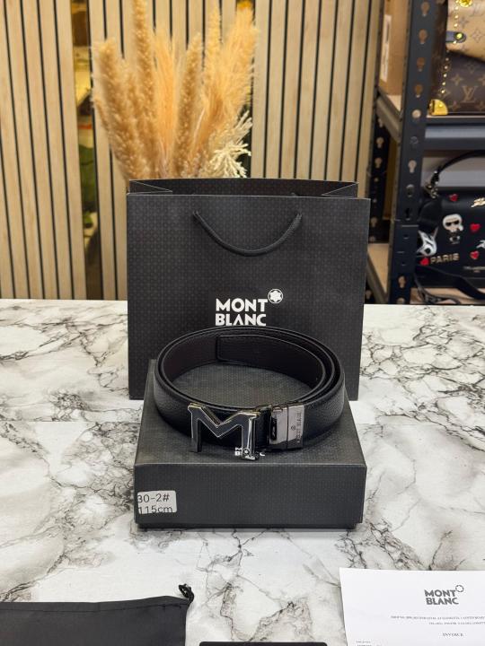Mont Blanc Signature M Logo Formal Leather Belt (30-2)