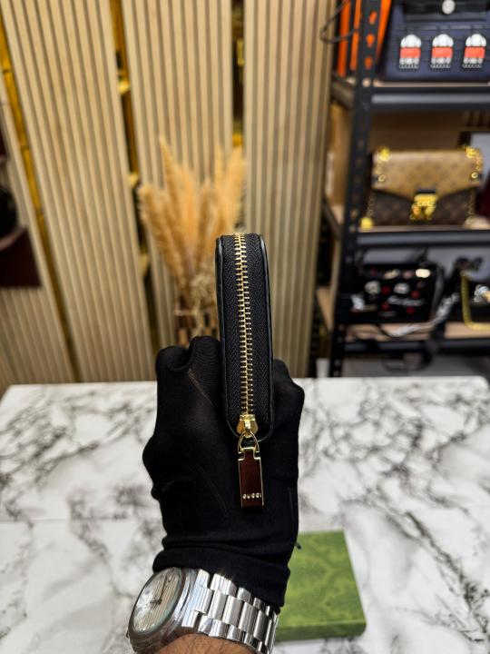 Guccxi GG Embossed Monogram Long Zipper Wallet With Box (C5129 Black