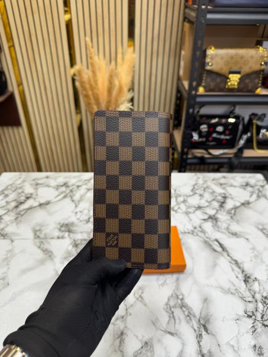 Loui_s Vuitton Premium Quality Damier Wallet With Box (62665) (Coffee)