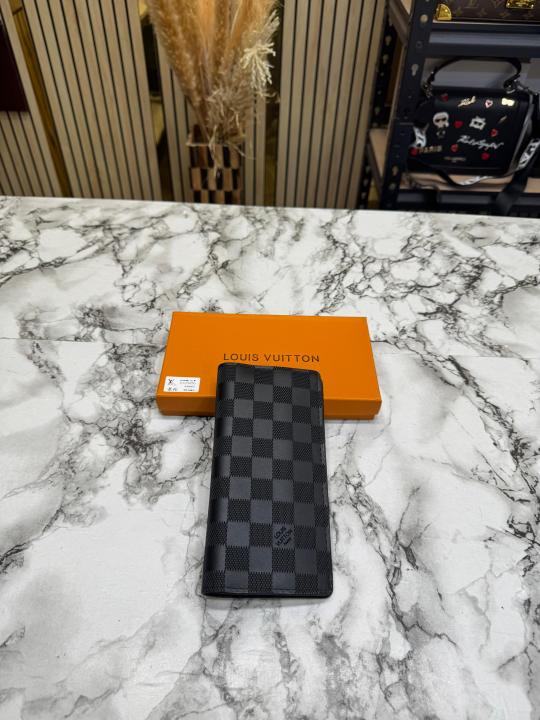 Loui_s Vuitton Premium Quality Embossed Damier Wallet With Box (62665) (Black)