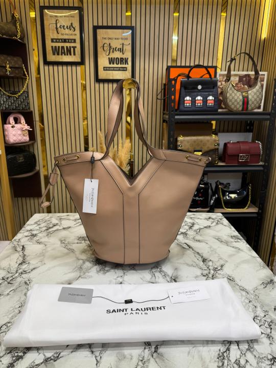 Ysl Saint Laurent Paris Y-Line Bucket Tote Bag (Nude Pink)