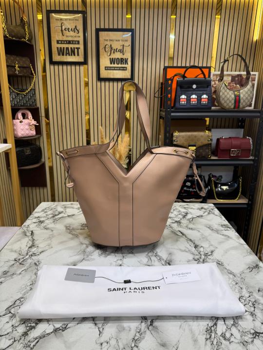 Ysl Saint Laurent Paris Y-Line Bucket Tote Bag (Nude Pink)