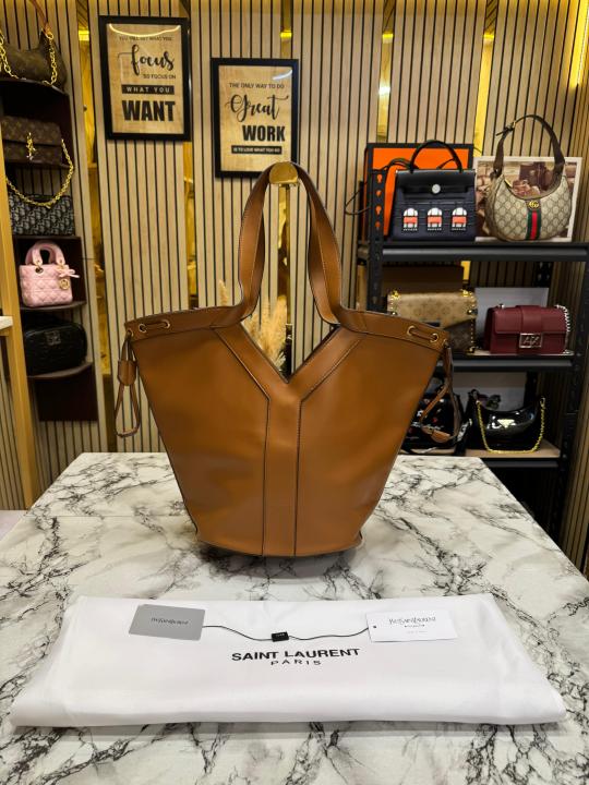 Ysl Saint Laurent Paris Y-Line Bucket Tote Bag (Brown)