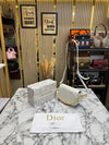 Christian Dio_r Signature Leather Saddle Shoulder Bag With Gold Chain (White)