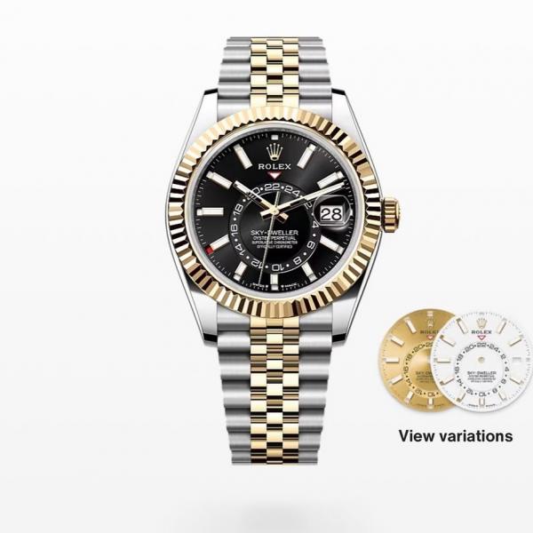 Rolee_x Oyster Perpetual Sky Dweller 2Ton-Gold-Black
