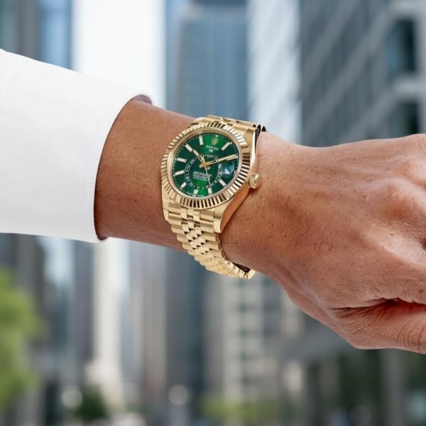 Rolee_x Oyster Perpetual Sky Dweller Gold-Green