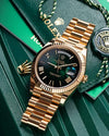 Rolee_x Oyster Perpetual Day Date Automatic Gold Green