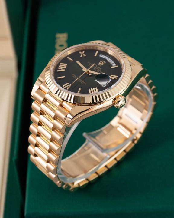 Rolee_x Oyster Perpetual Day Date Automatic Gold Green