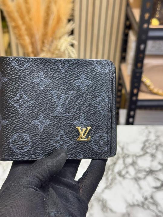 Loui_s Vuitton Lv Logo Black Monogram Wallet With Box (60223)